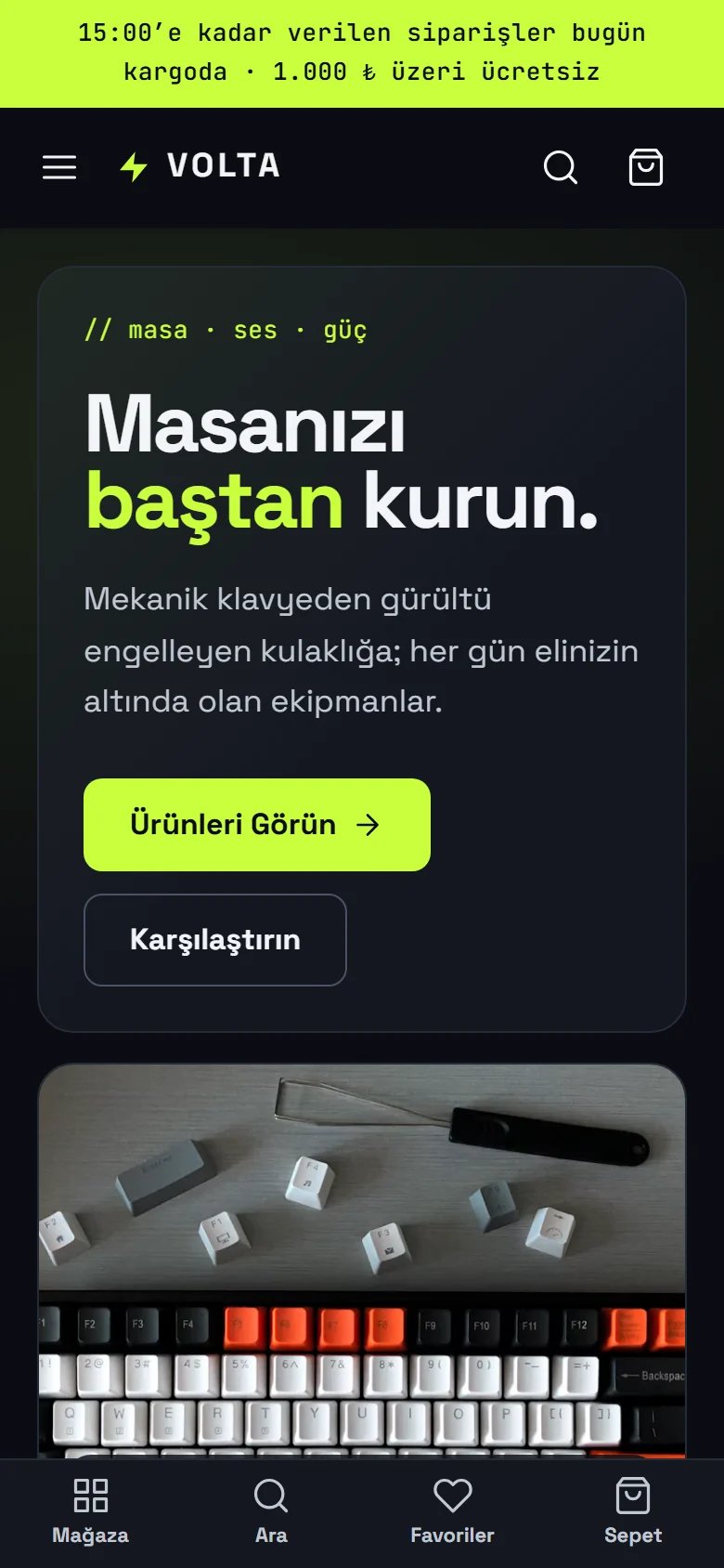 Elektronik Mağazası için örnek web sitesinin telefon görünümü