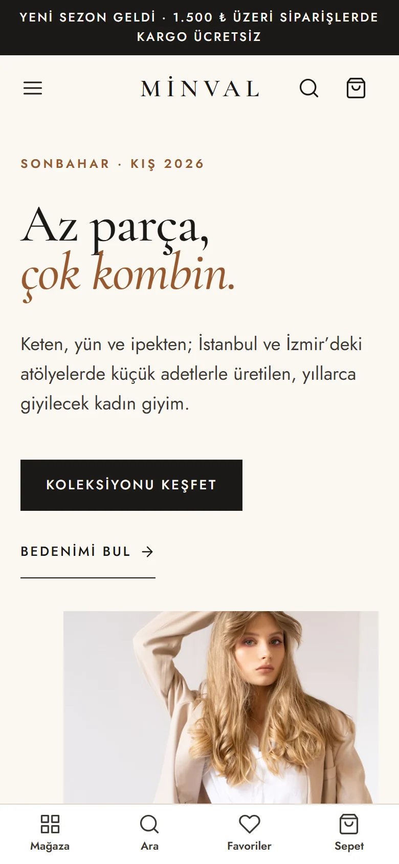 Moda Butiği için örnek web sitesinin telefon görünümü