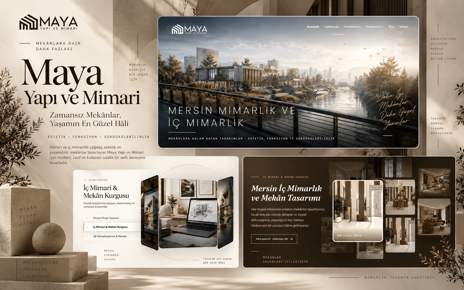 Maya Mimarlık web tasarım projesinin portföy sunumu
